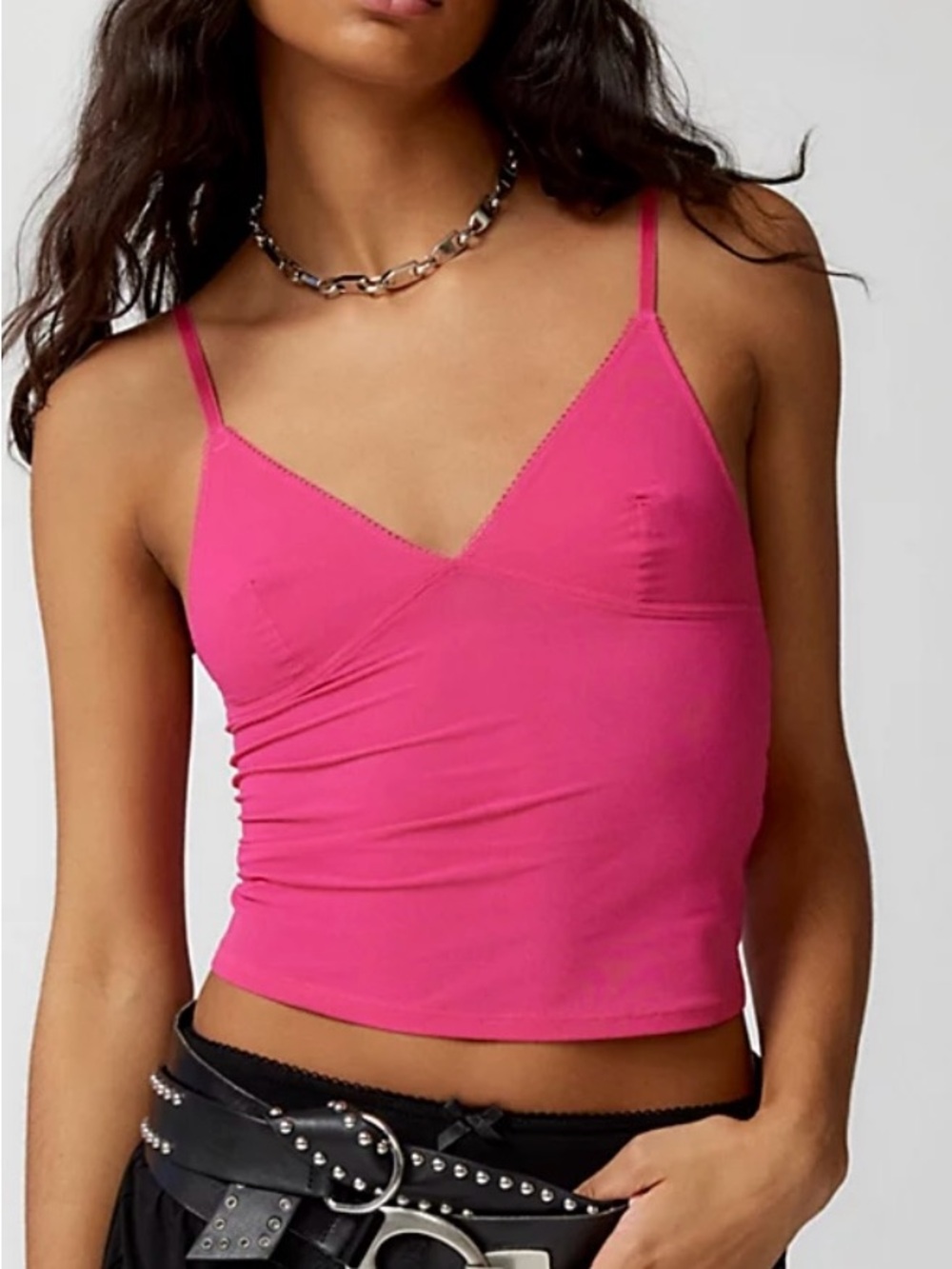 URBAN OUTFITTERS Hot Pink Out From Under Je T'aime Slim Mesh Cami Top